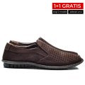 ESPADRILE PERFORATE MARO INCHIS PIELE NATURALA 7VE78