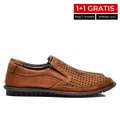 ESPADRILE PERFORATE MARO PIELE NATURALA 7VE78