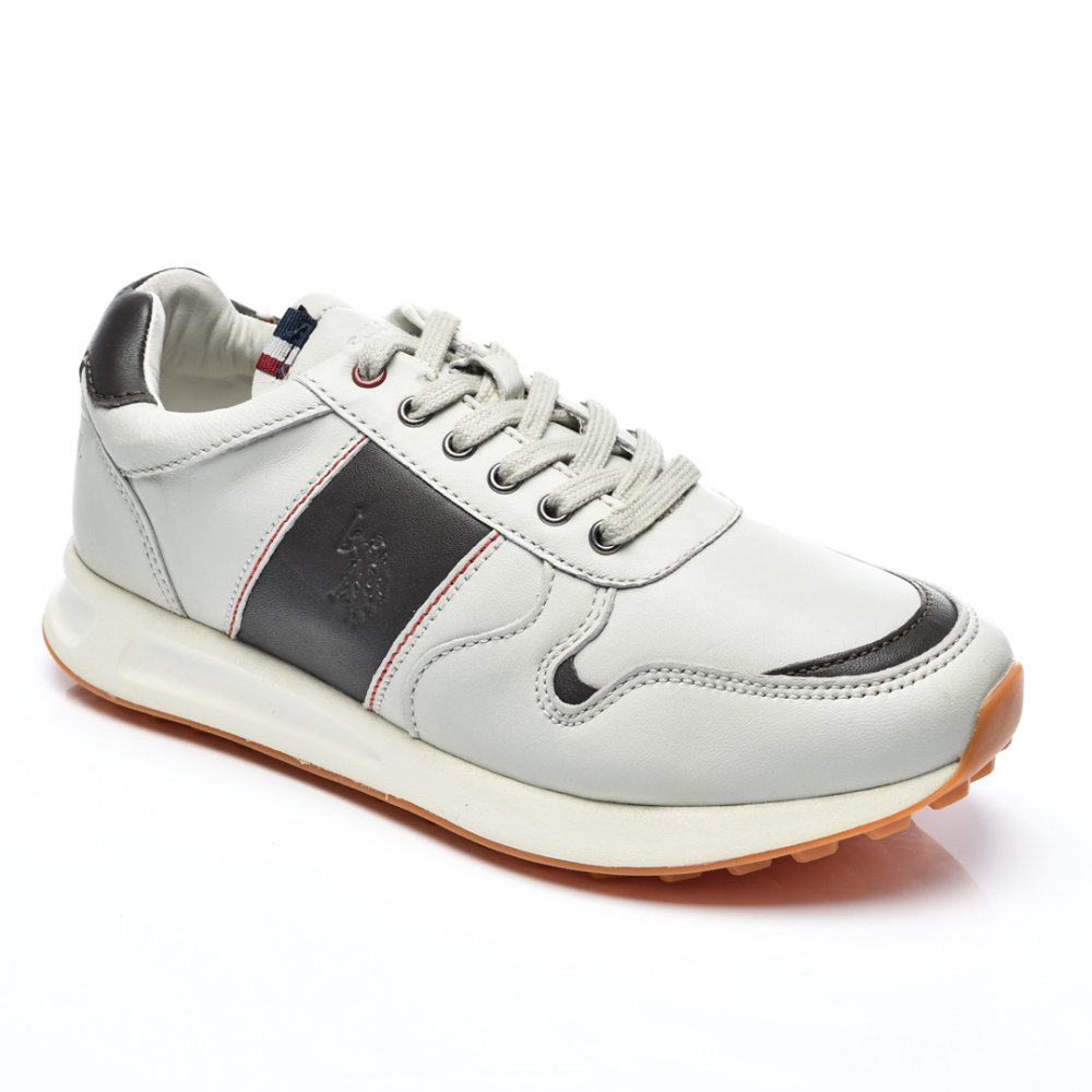 U.S. POLO ASSN, PANTOFI SPORT WHITE PIELE NATURALA BROWN NOVAK-001