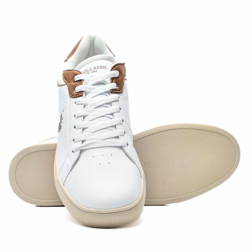 U.S. POLO ASSN, PANTOFI SPORT WHITE BROWN CURT