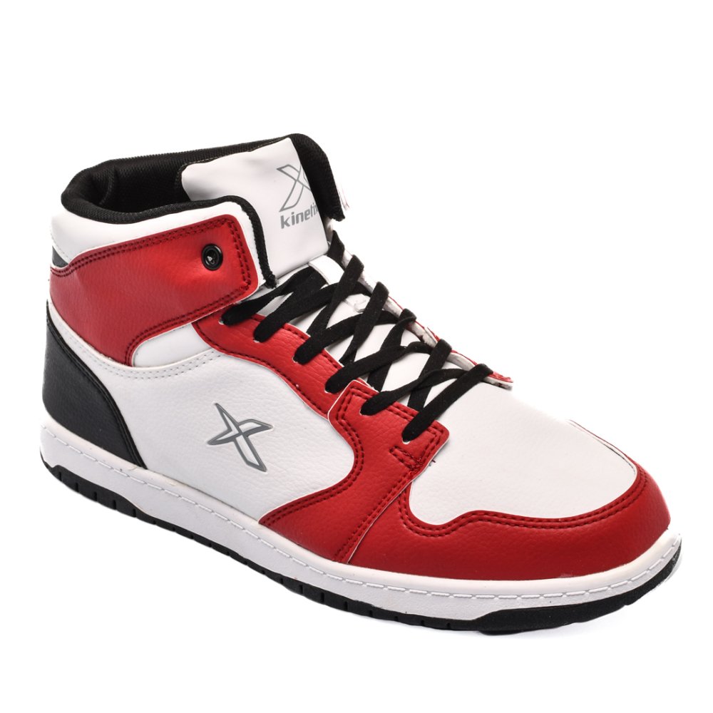 KINETIX, PANTOFI SPORT INALTI WHITE RED JONES