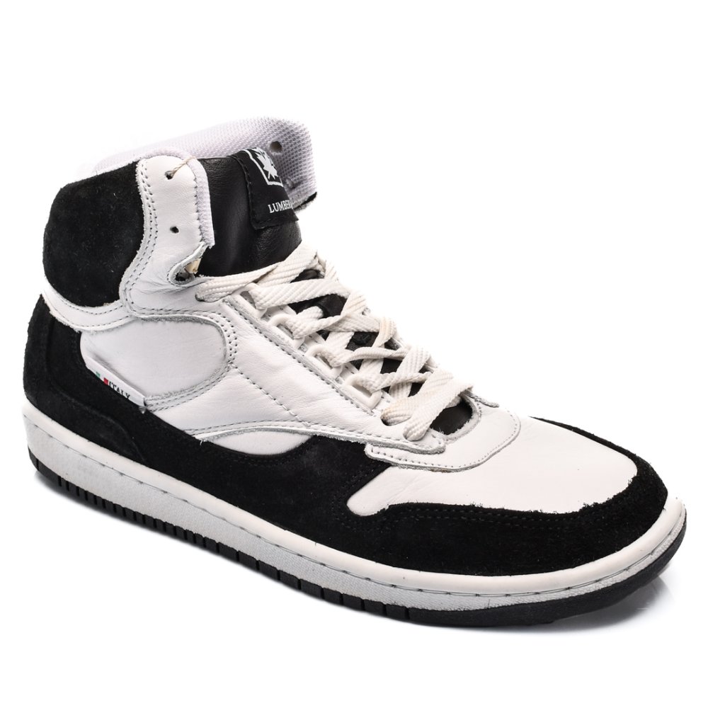 LUMBERJACK, PANTOFI SPORT INALTI BLACK WHITE PIELE NATURALA MARK-HY