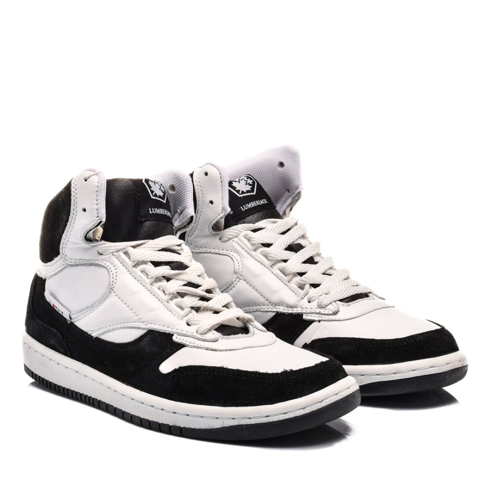 LUMBERJACK, PANTOFI SPORT INALTI BLACK WHITE PIELE NATURALA MARK-HY